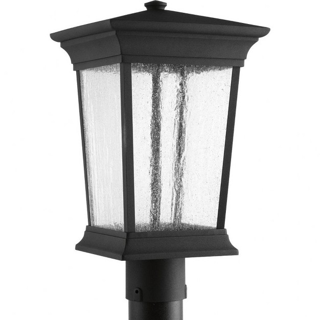 Progress Lighting Arrive 1 light Led Outdoor Wall Lantern In Black With Textured Glass Shade