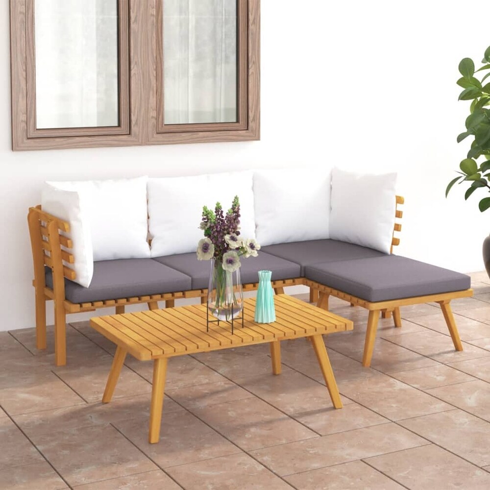 vidaXL Patio Lounge Set Outdoor Sectional Sofa Set Table Solid Wood Acacia   23.6\