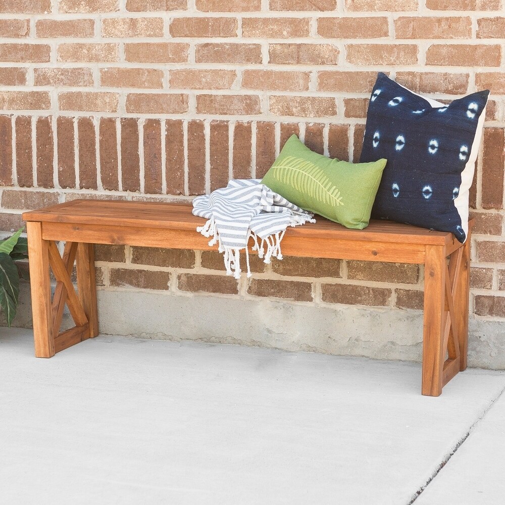 Middlebrook Surfside Acacia Wood X frame Outdoor Bench