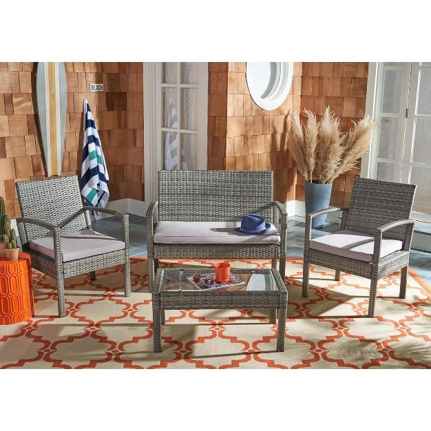 Bassey 4 Piece Patio Outdoor Living Set Safavieh