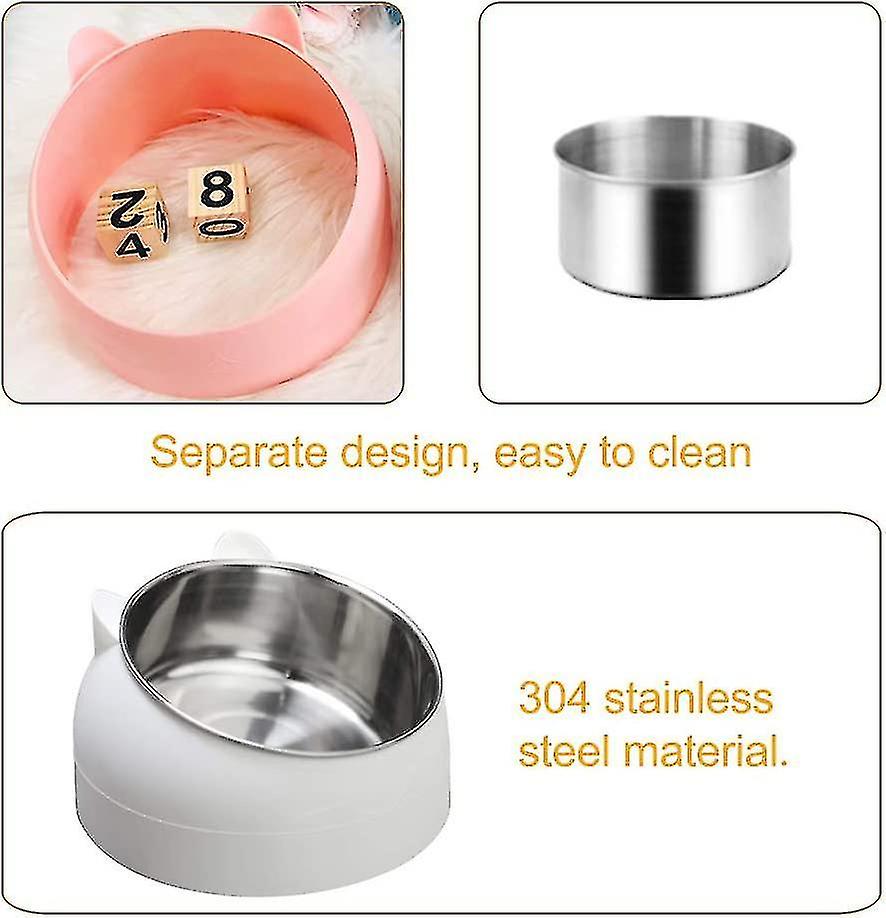 Cat Bowl Set， Feeding Bowls Cat Food， Cat Bowl Stainless Steel Non-slip， Feeding Bowl Cat