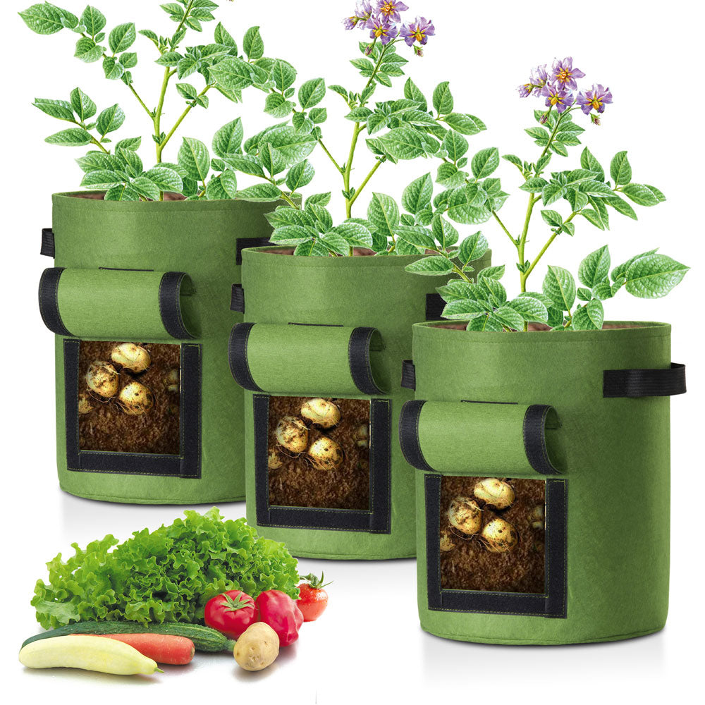 Yescom Pack of 3 7 Gallon Potato Grow Bags Fabric Pots w/ Handles