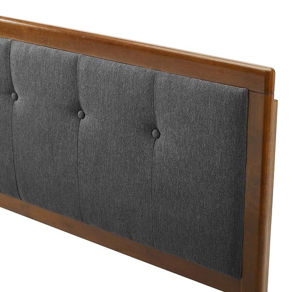 Marlin Traditional Charcoal Fabric Button Tufted Full Size Walnut Wooden Headboard - - 32157993