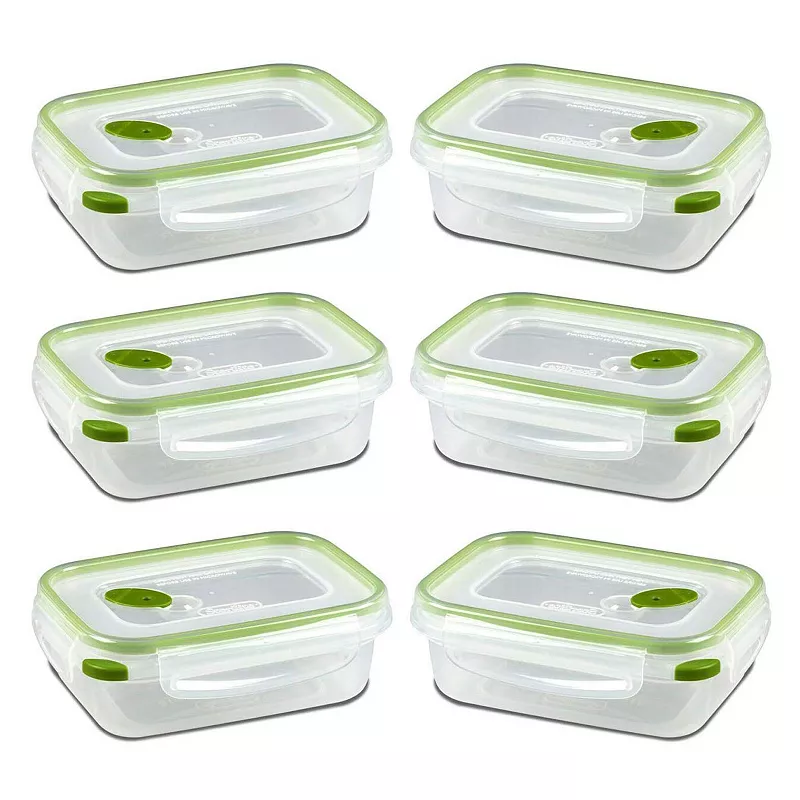 Sterilite 3.1 Cup Rectangle Ultra-Seal Food Storage Container， Green (6 Pack)