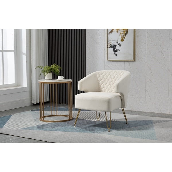 Accent Chair Comfortable Velvet Padded Seat Arm Chairs with Metal Legs and Soft Back Cushion Support for Living Room Chair