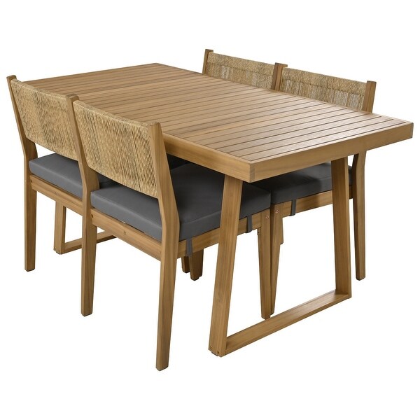 MERAX Multiperson Outdoor Acacia Wood Dining Table and Chair Set