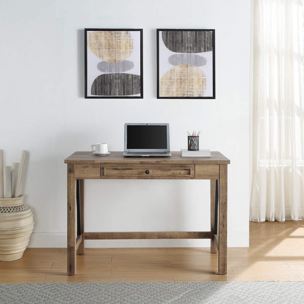 Quinton Writing Desk with Drawer in Salvage Oak