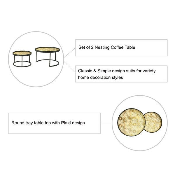 Glitzhome Set of 2 Modern Round Nesting Coffee Table Accent Set