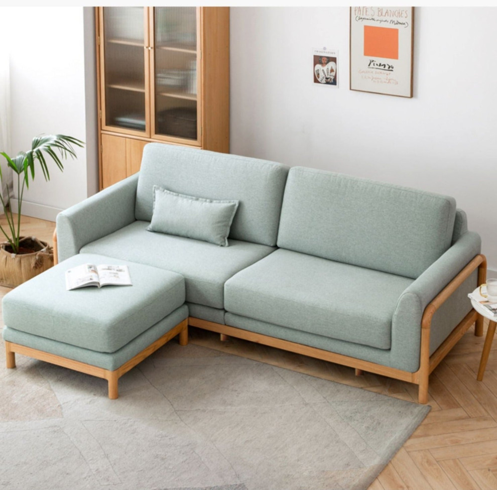 Oak Solid Wood Fabric Sofa Modern   Midcentury   Sofas   by GVAwood  Houzz