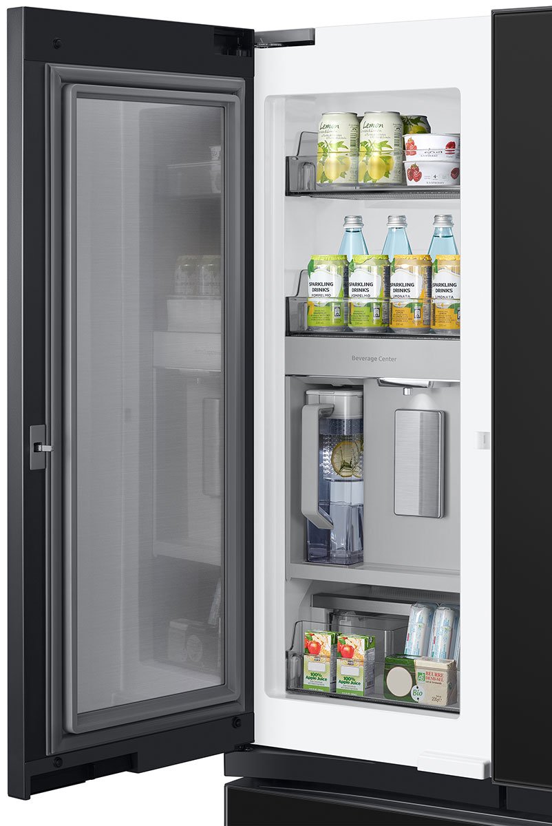  24 Cu. Ft. Custom Panel-Ready With Charcoal Glass Family Hub Panel BESPOKE Counter-Depth 3-Door French Door Refrigerator