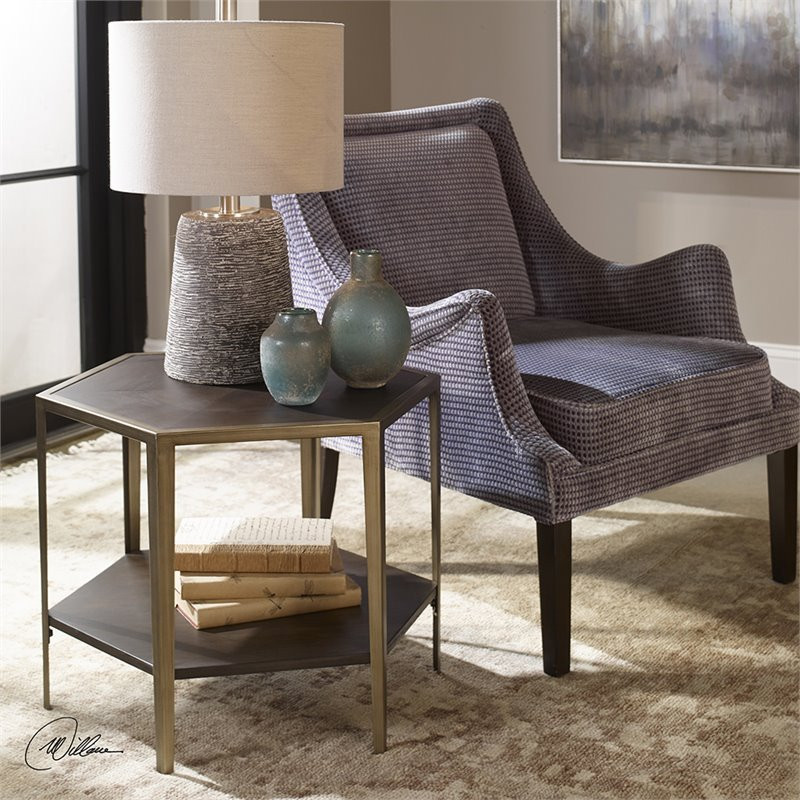 Bowery Hill Contemporary Geometric Accent End Table in Walnut   Transitional   Side Tables And End Tables   by Homesquare  Houzz