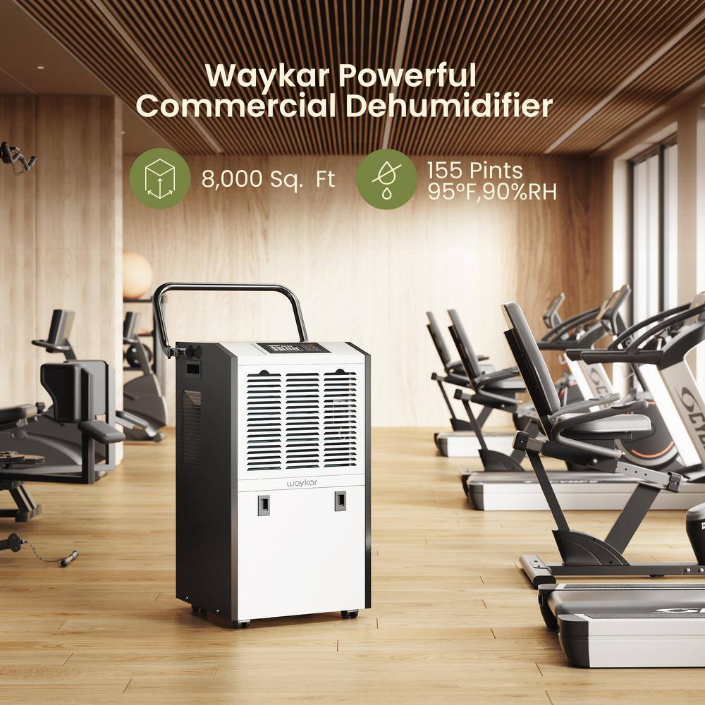 waykar 155 pint Industrial Dehumidifier with Intelligent Drying Function for Warehouses Basements up to 8000 square feetWhite HDCX-DP600B