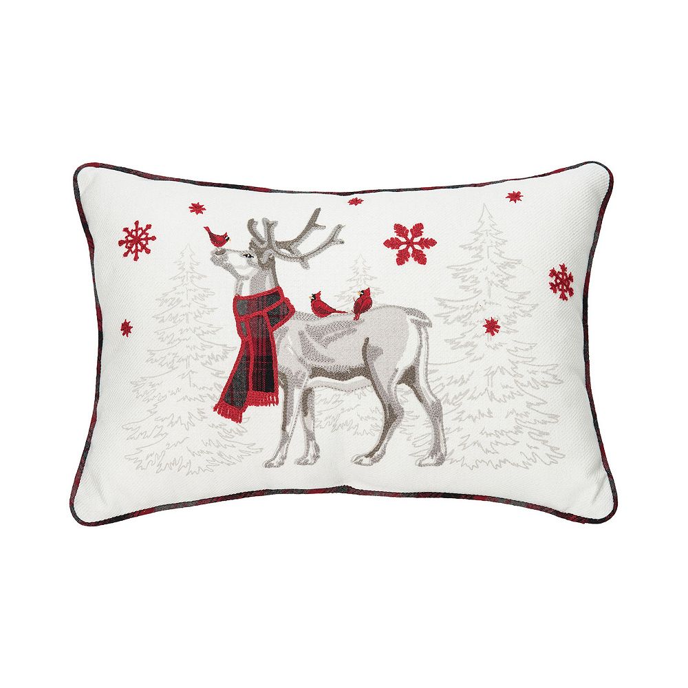 CandF Home Frosty Deer Rectangle Christmas Throw Pillow