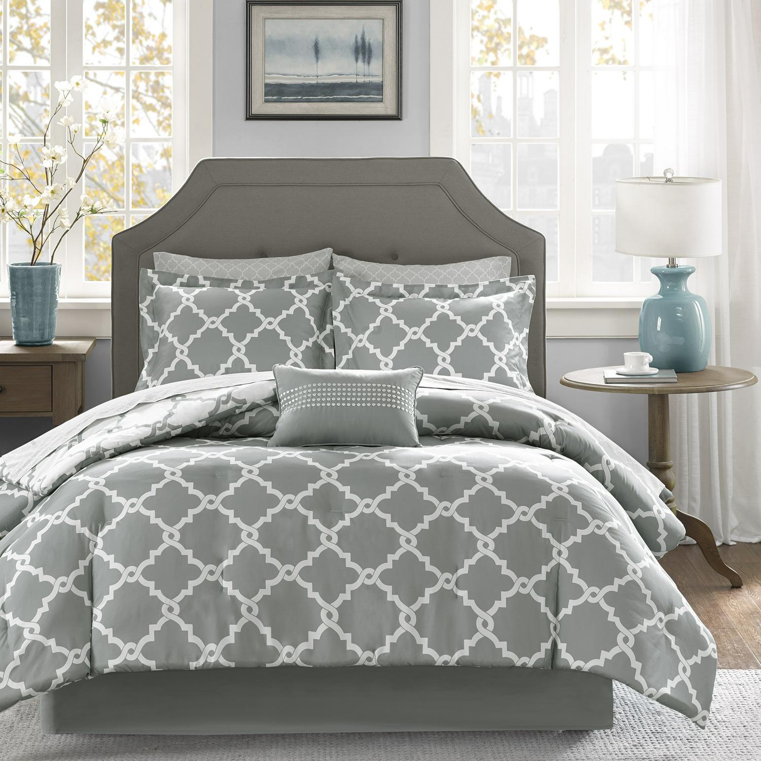 Home Essence Becker Reversible Bed in a Bag Bedding Set， Grey， Full