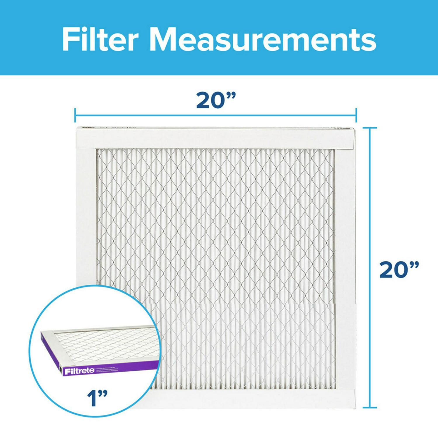 Filtrete by 3M 20x20x1， MERV 12， Advanced Allergen Reduction HVAC Furnace Air Filter， 1500 MPR， 4 Filters