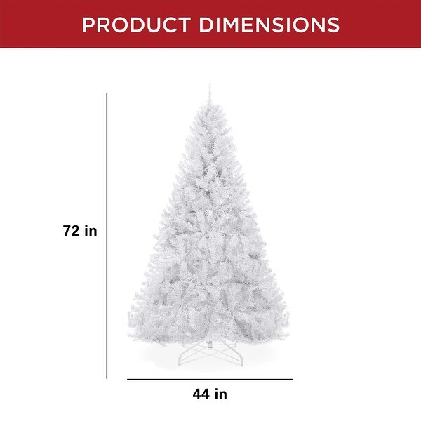 White Artificial Pine Christmas Tree with Tips，Foldable Metal Base