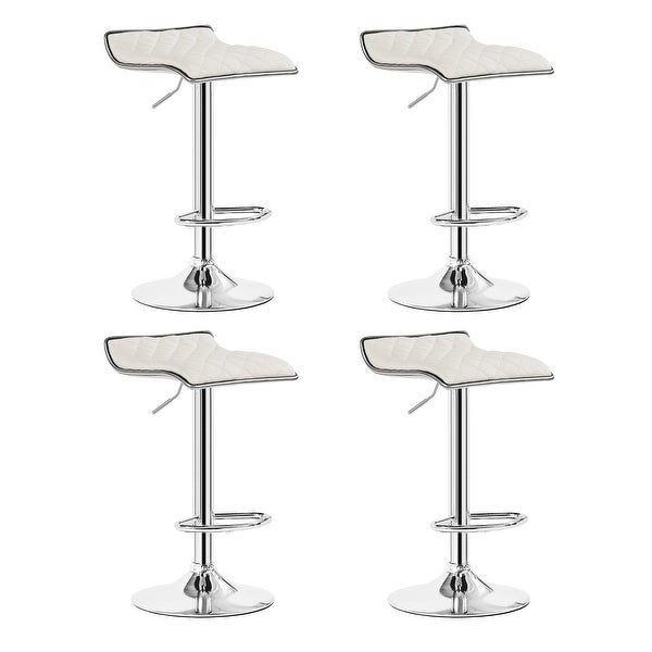 VECELO， (Set of 4) Adjustable Height Faux Leather Backless Modern Swivel Stool -Five colors