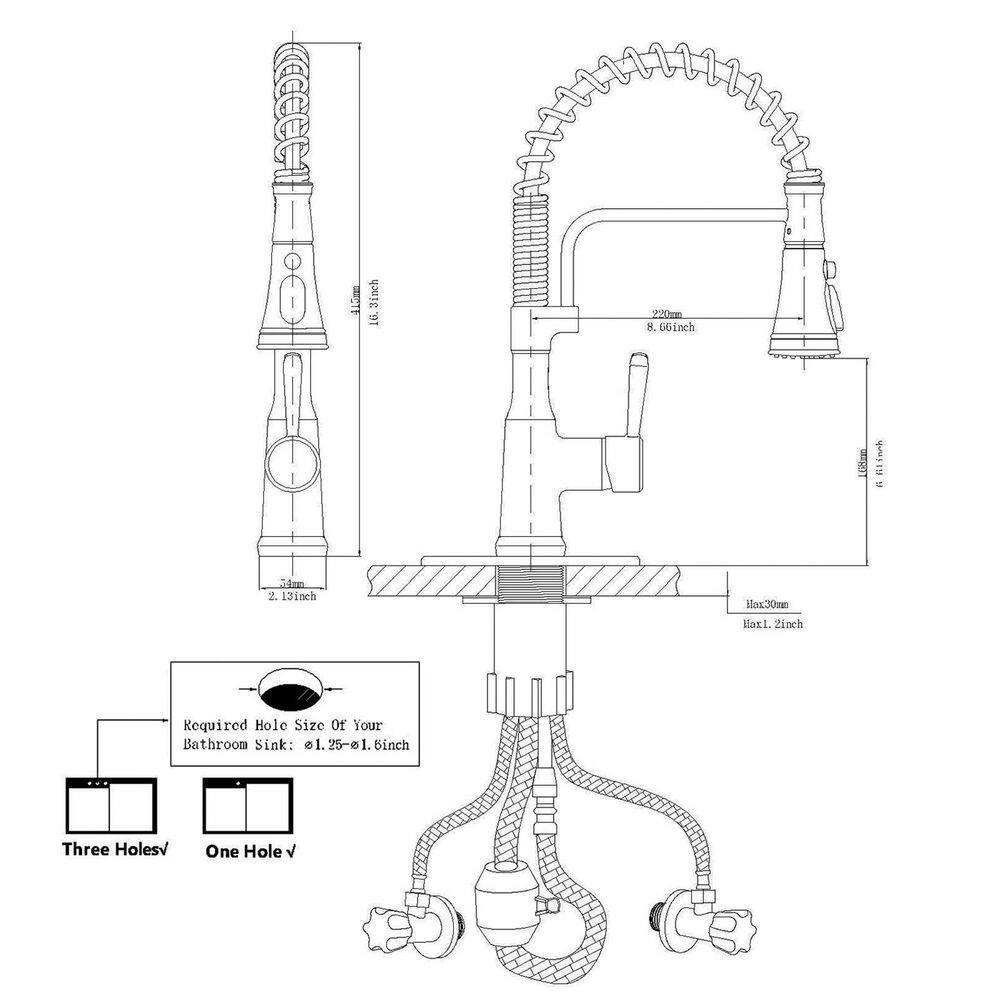 BWE Single-Handle Pull-Down Sprayer 3 Spray High Arc Kitchen Faucet With Deck Plate in Oil Rubbed Bronze A-94557-ORB