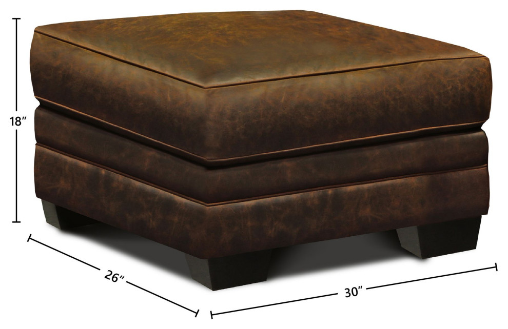 Cordova 100% Top Grain Leather Mid century Ottoman   Contemporary   Footstools And Ottomans   by Hello Sofa Home  Houzz