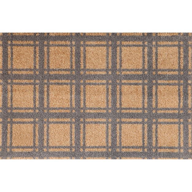 2 x27 x3 x27 Colorstar Prairie Grid Door Mat Khaki Bungalow Flooring