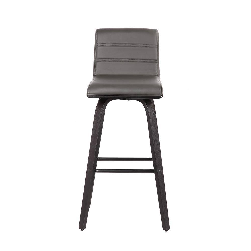 Armen Living Vienna 30 in. H Bar Grey in Black Brushed Wood with Faux Leather Bar Stool LCVIBAGRBL30