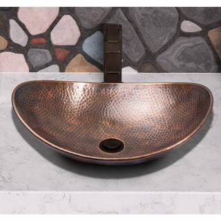 Monarch Abode 19 in. Hand Hammered Harbor Vessel Bathroom Sink in Pure Copper 17086