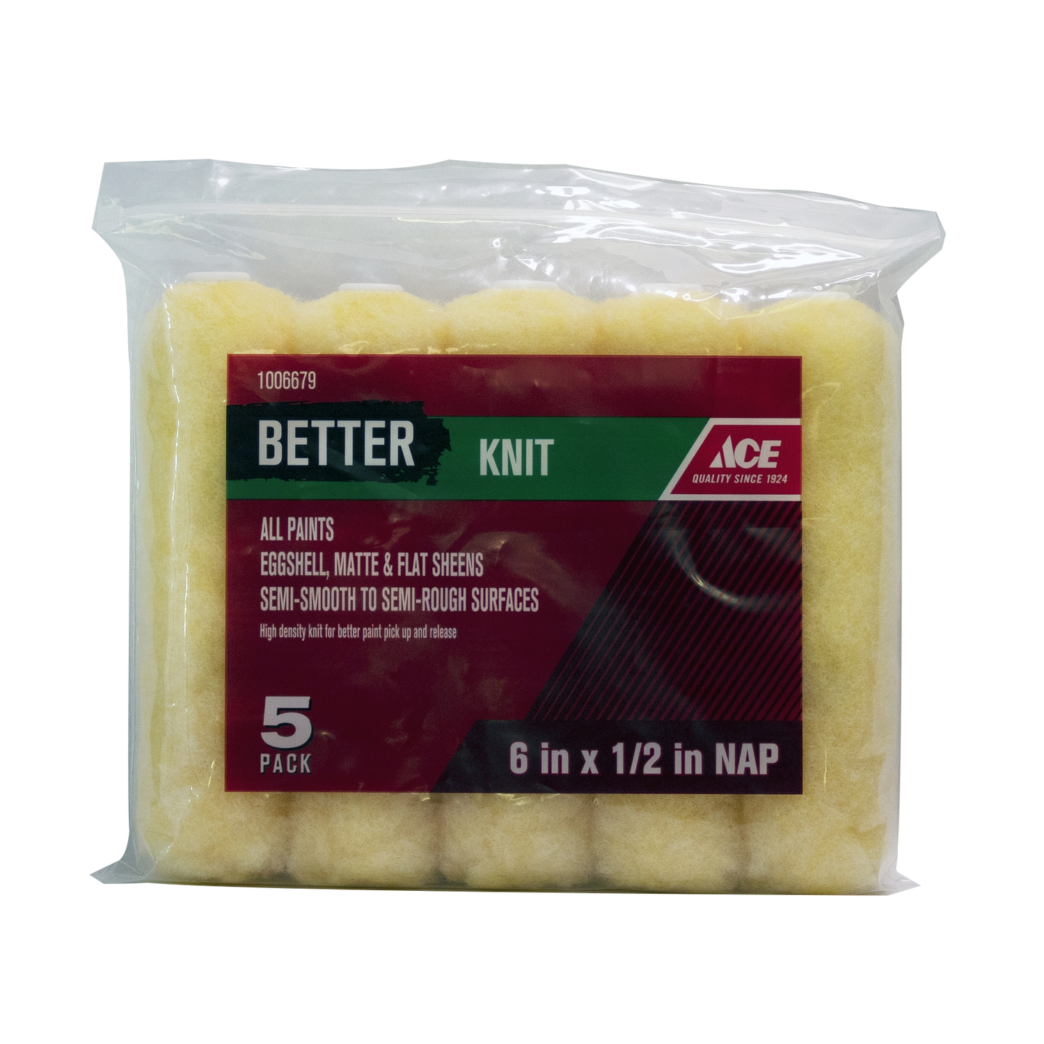 Ace Better Knit 6 in. W X 1/2 in. Mini Paint Roller Cover 5 pk