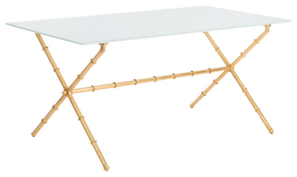 Gia Accent/ Coffee Table Gold/ White Glass Top   Asian   Coffee Tables   by Peachtree Fine Furniture  Houzz