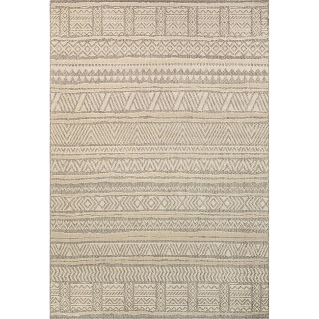 Nuloom Abbey Tribal Striped Indoor outdoor Rug Light Gray