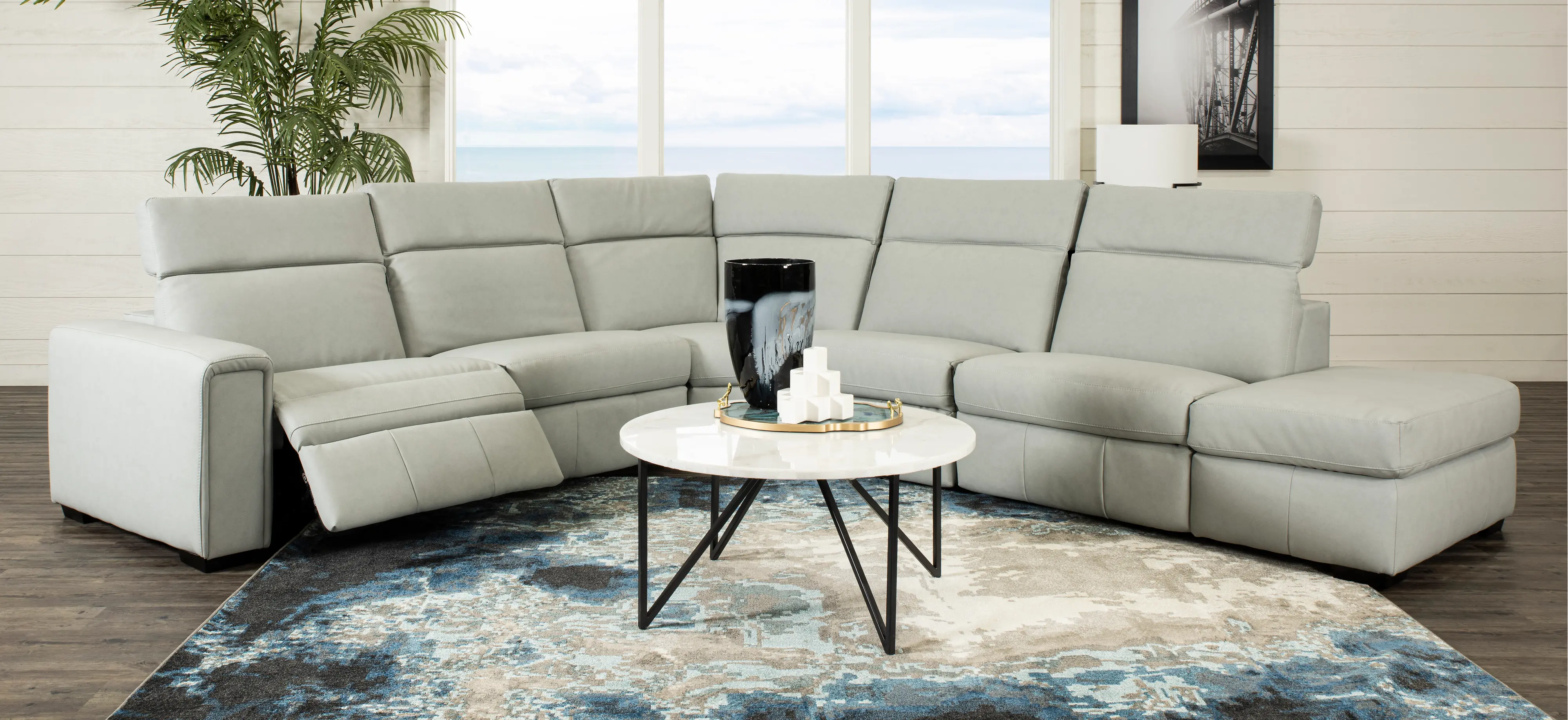 Titan Ash Gray 5 Piece Power Reclining Sectional