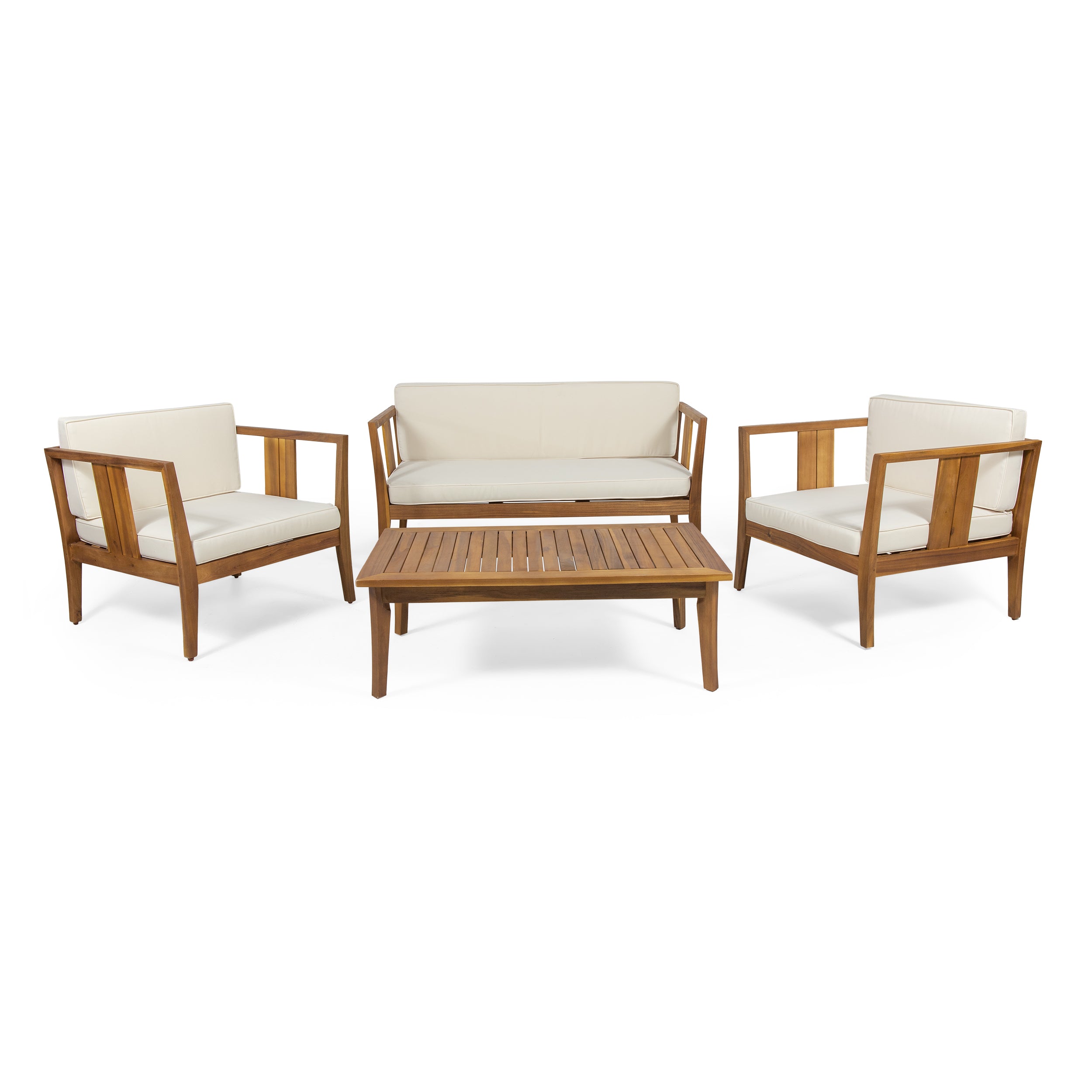 Saman Outdoor 4 Seater Acacia Wood Chat Set