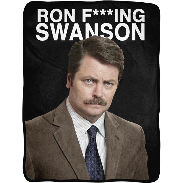 Parks And Recreation Ron F ing Swanson Super Soft Fleece Throw Blanket Black