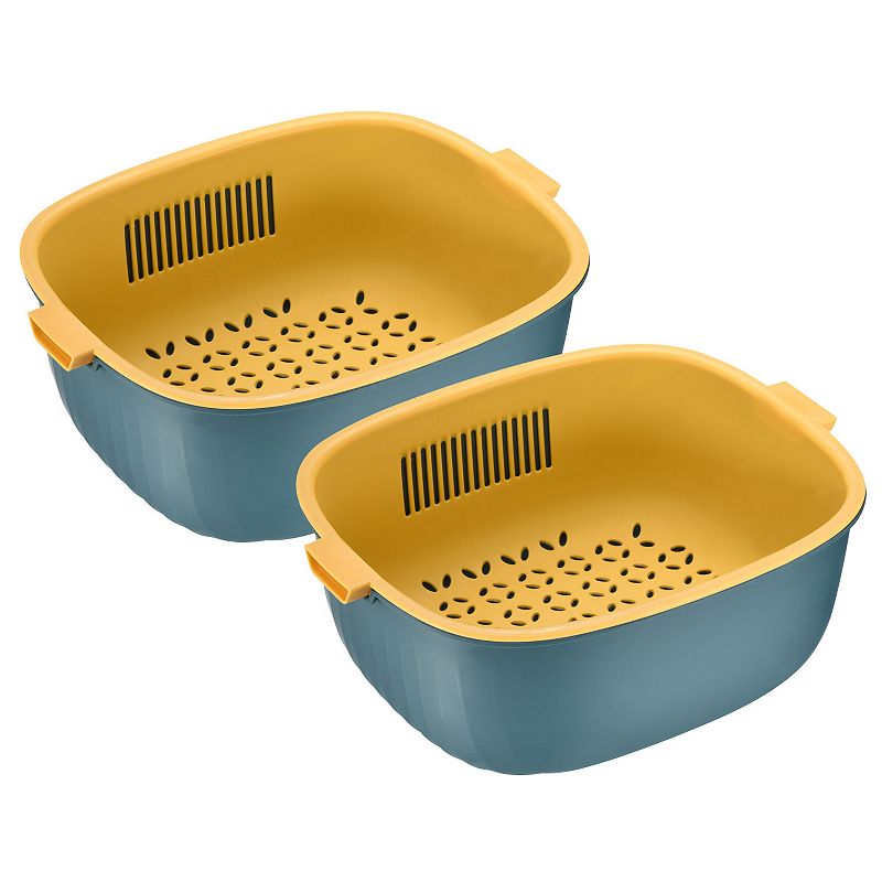 Colander Bowl Strainers Set 2PCS， Plastic Drain Basket Washing Colander