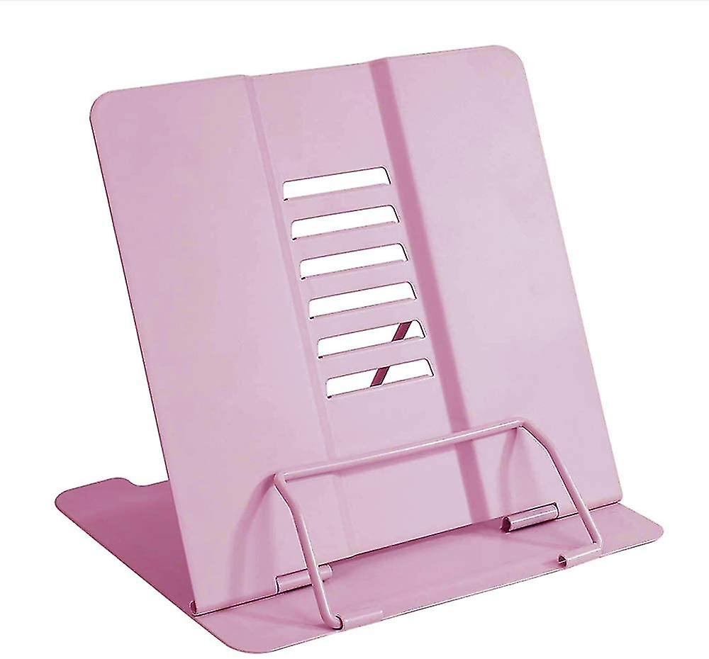 Foldable Metal Book Holder， Metal Easel Book Holder， Metal Book Holder Reading Stand， Adjustable Cookbook Stand(pink)