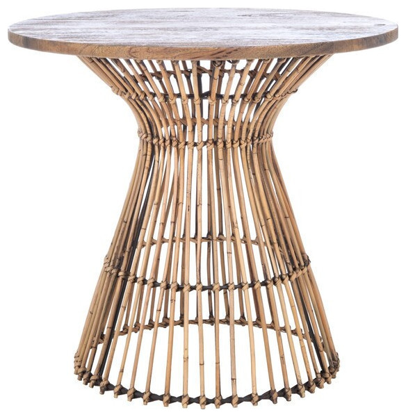 Hiya Round Accent Table  Honey Brown Wash/Black   Tropical   Side Tables And End Tables   by Rustic Home Furniture Deco  Houzz