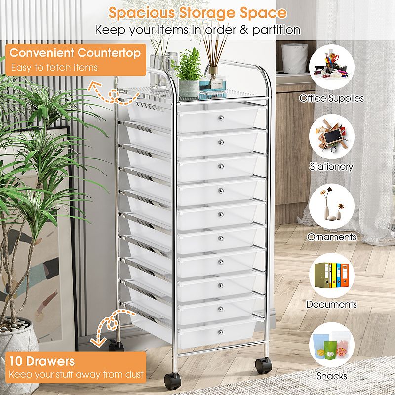 10 Drawer Rolling Storage Cart Organizer