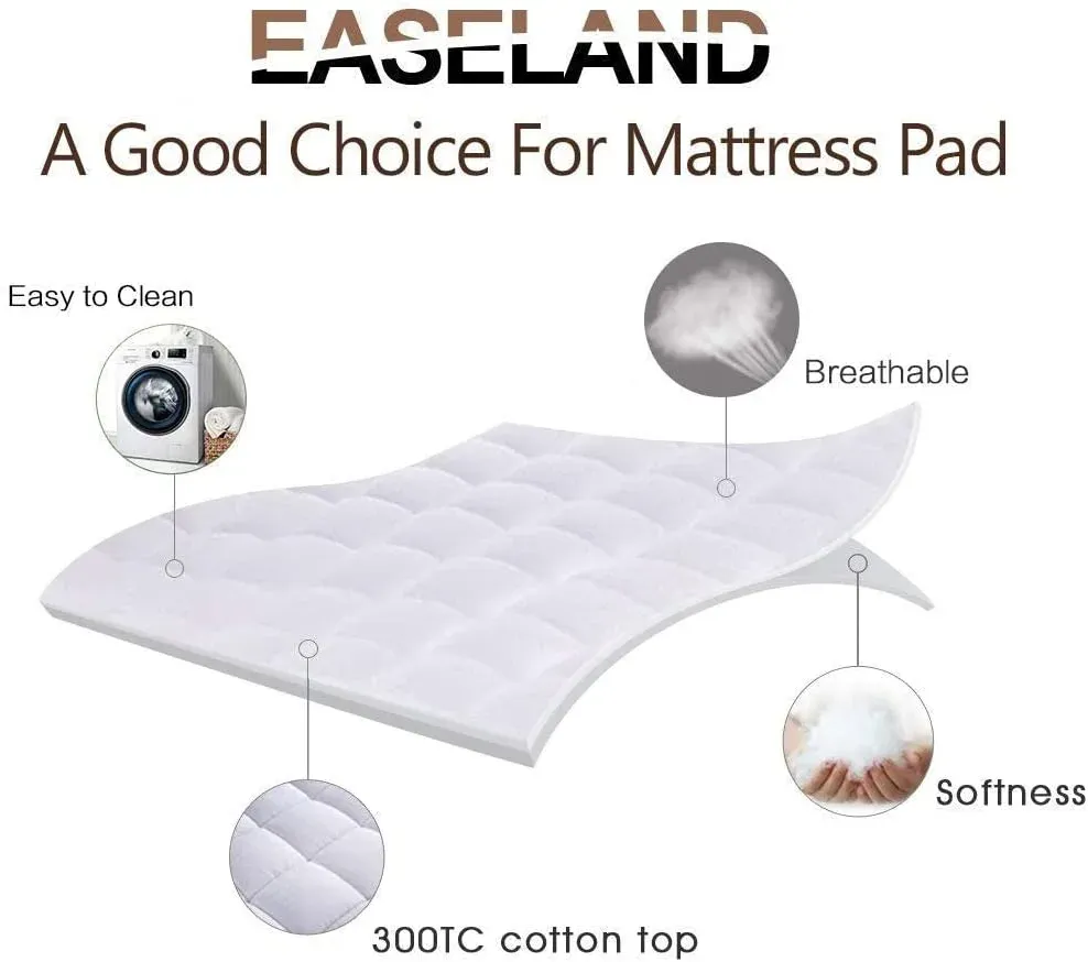 Queen Size Mattress Pad Pillow Top Mattress Cover Quilted