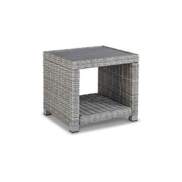 Signature Design by Ashley Naples Beach Light Gray Square Outdoor End Table