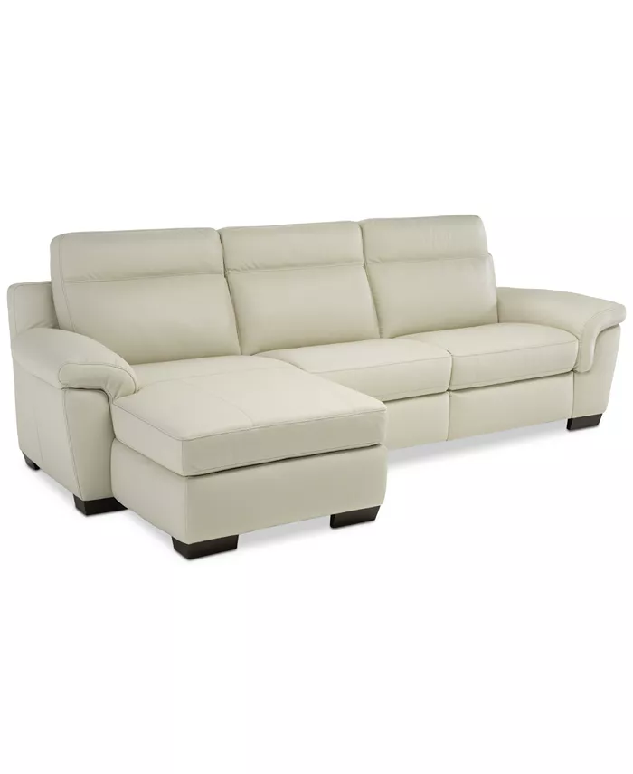 Furniture Julius II 3-Pc. Leather Chaise Sectional Sofa With 2 Power Recliners Power Headrests And USB Power Outlet