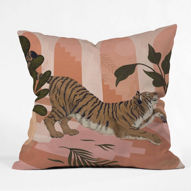 Laura Graves Easy Tiger Throw Pillow Pink Deny Designs