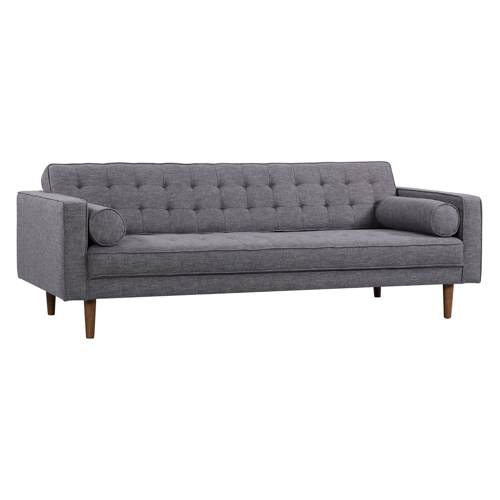 Element Sofa in Dark Gray Linen and Walnut Legs