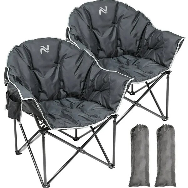 DoCred Oversized Camping Chair，Fully Padded Folding Moon Chair