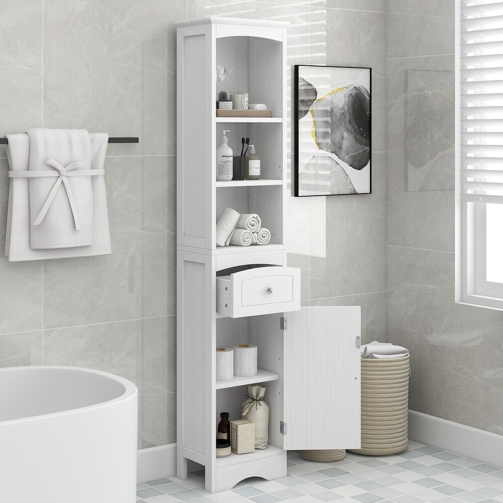 Tall Bathroom Cabinet Storage Cabinet with Drawer Adjustable Shelf