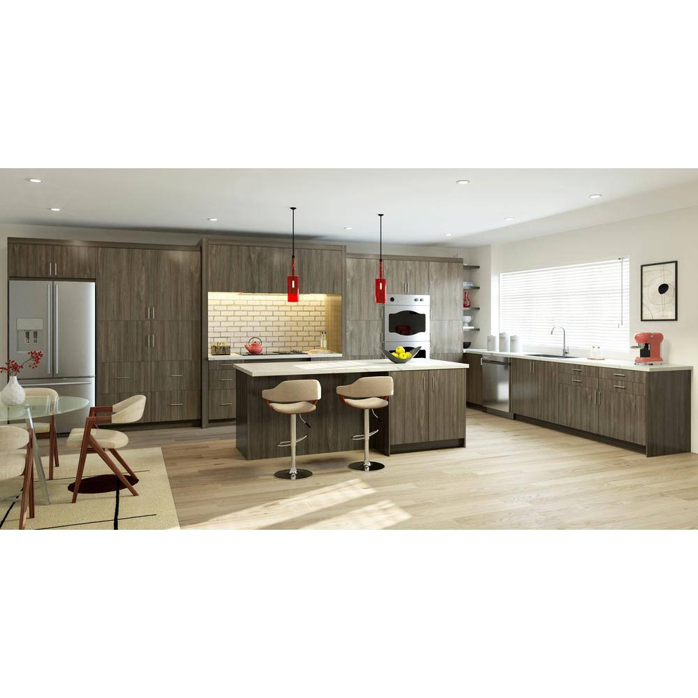 J COLLECTION Medora Textured Slab Walnut Assembled 24 in. W x 32.5 in. H x 23.75 in. D ADA 3 Drawers Base Kitchen Cabinet DSB3D24ADA-MD