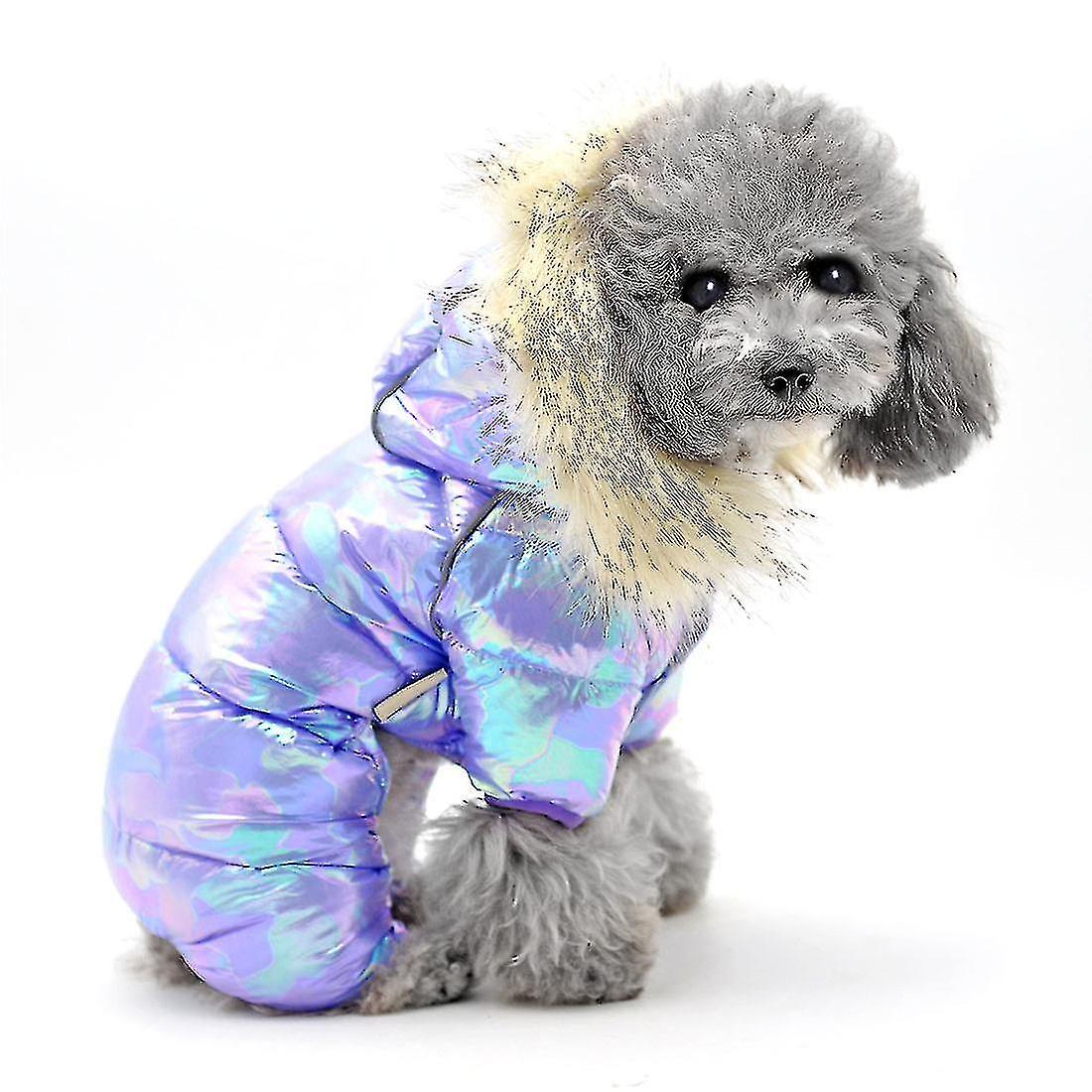 Tg-cl061 Pet Dog Colorful Laser Hoodie Coat Waterproof Winter Puppy Outwear Costumes - Purple/size 1