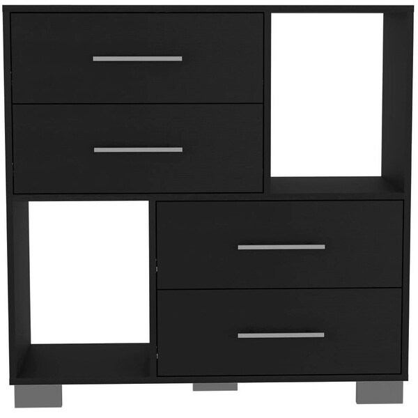 Minimalist Style 4-Drawers 2 Open Shelves Dresser Chests， Modern Storage Dressers Organizer for Living Room， Bedroom， Hallway - - 37828156