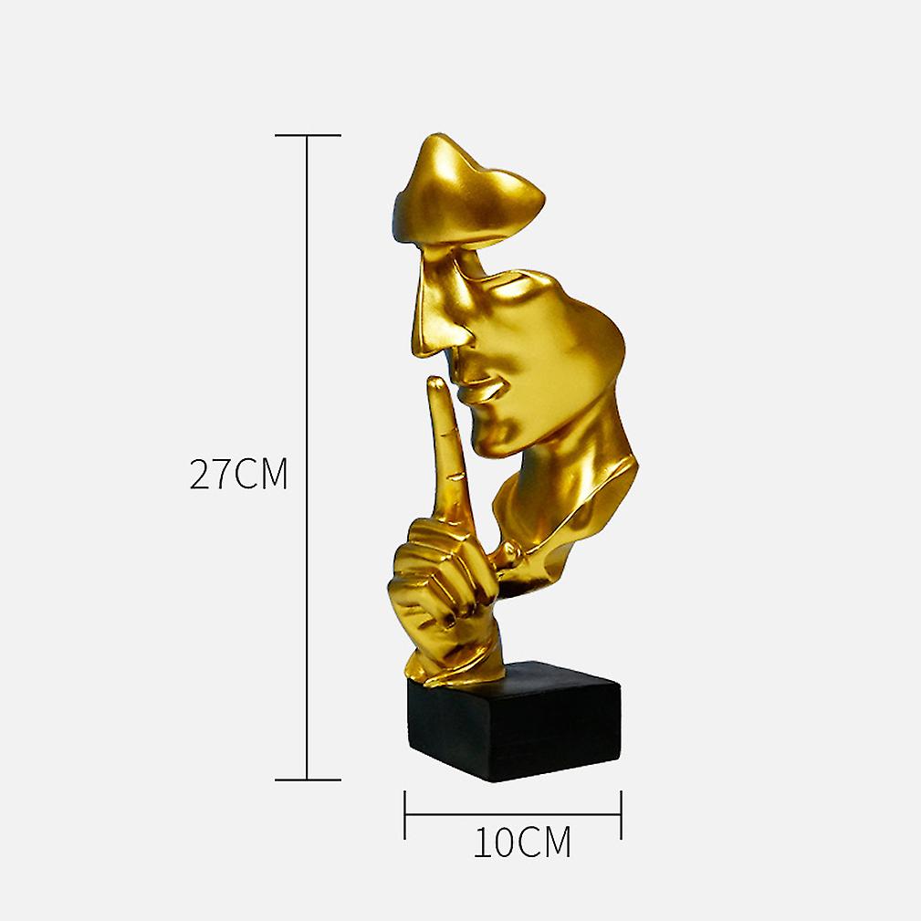 Crafts Silence Is Gold Abstract Figurine Sculpture Statue For Home Desktop Decoration Handicraft Bookshelf Ornaments