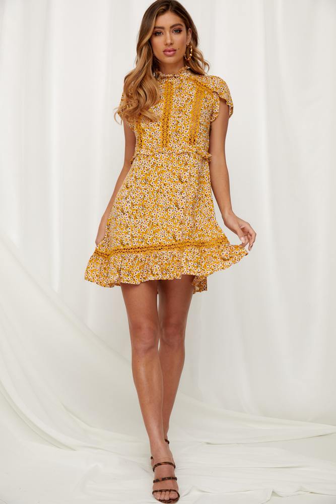 Language Of Love Dress Mustard