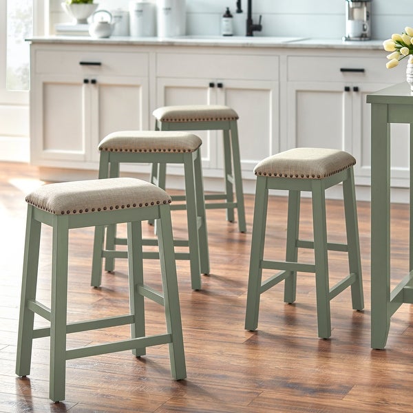 Lifestorey Tobias 24-inch Cushioned Farmhouse Counter Stool (Set of 4)