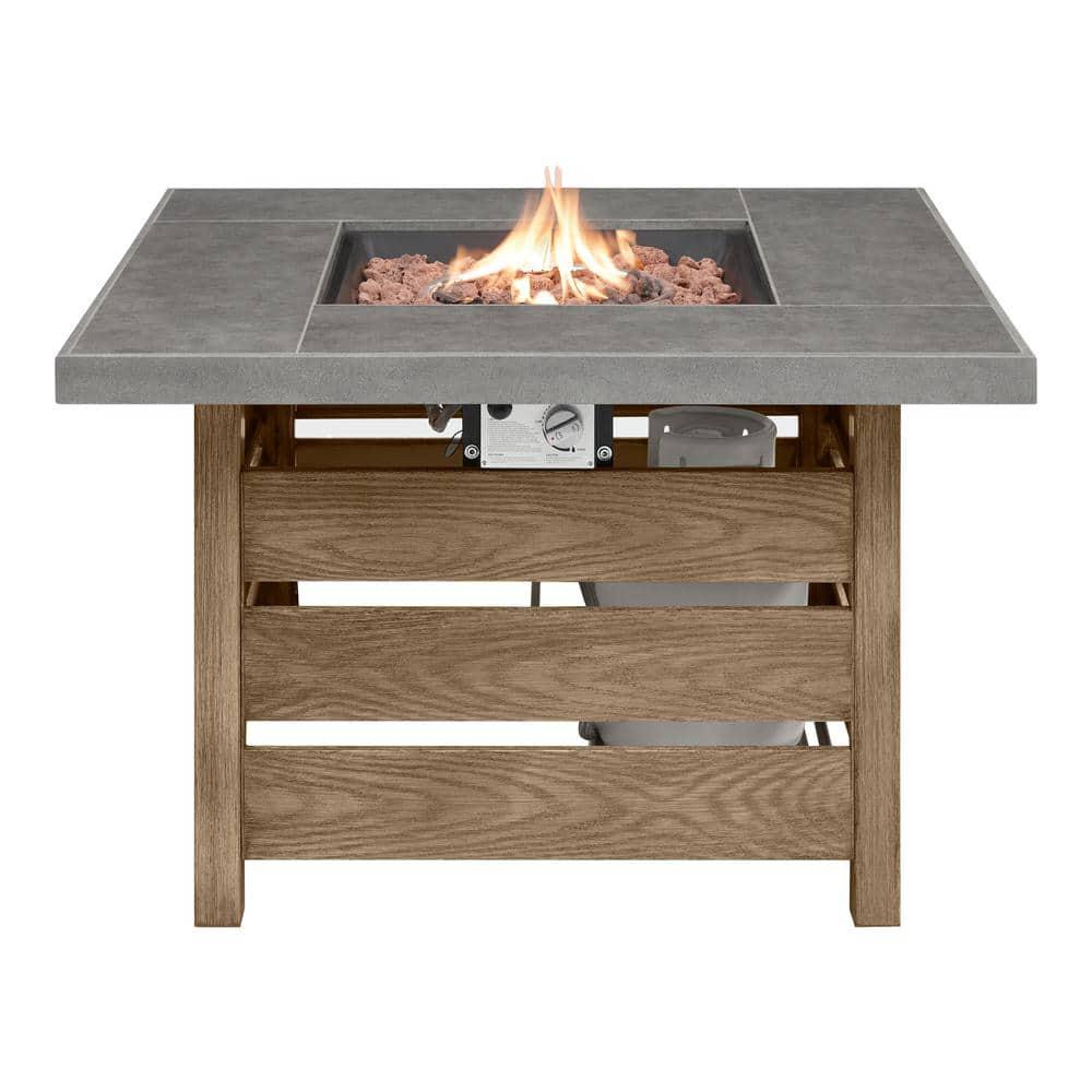 Home Decorators Collection Summerfield 395 in x 25 in Square Steel ConcreteLook Tile Top LP Gas Fire Pit